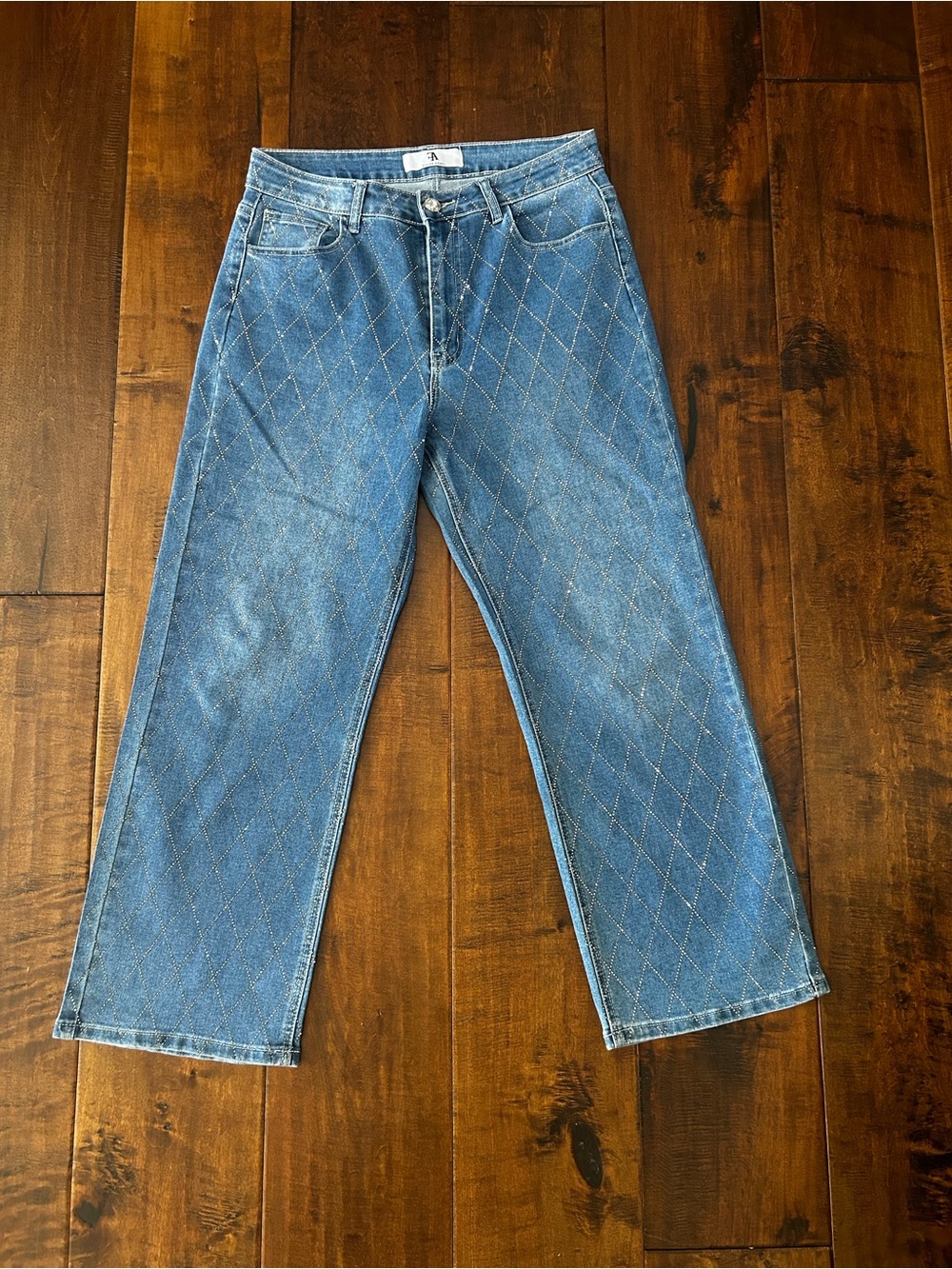 Diamond Quilted Denim Jeans
